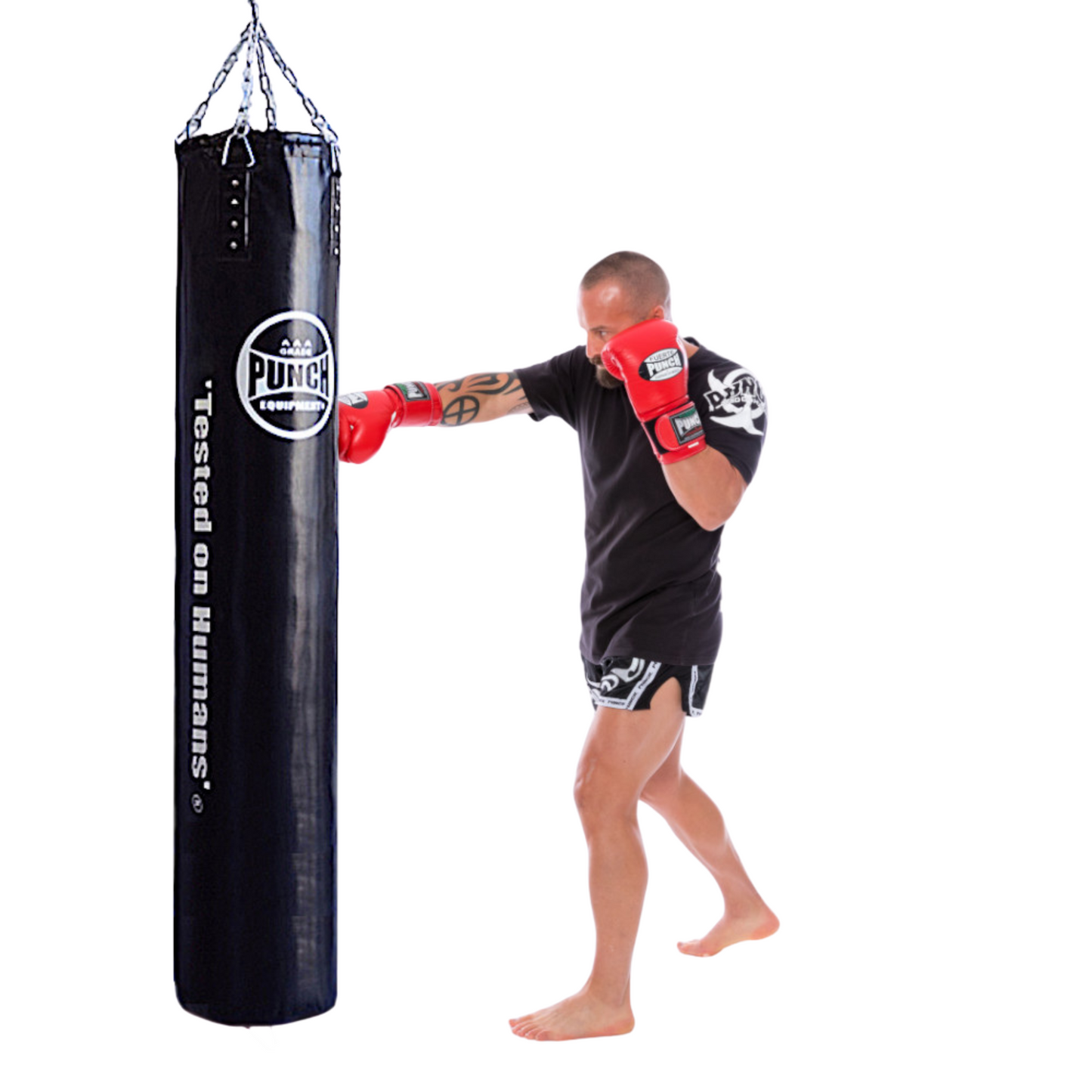 PUNCH EQUIPMENT BOXING BAG - Trophy Getters® REFILLABLE - 6FT - BLACK