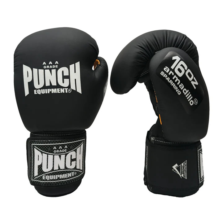 PUNCH EQUIPMENT BAG GLOVES - Armadillo™ SPARRING - MATT BLACK 16OZ