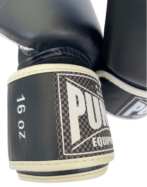 PUNCH EQUIPMENT BOXING GLOVES - Siam™ - LEATHER - BLACK - 16OZ