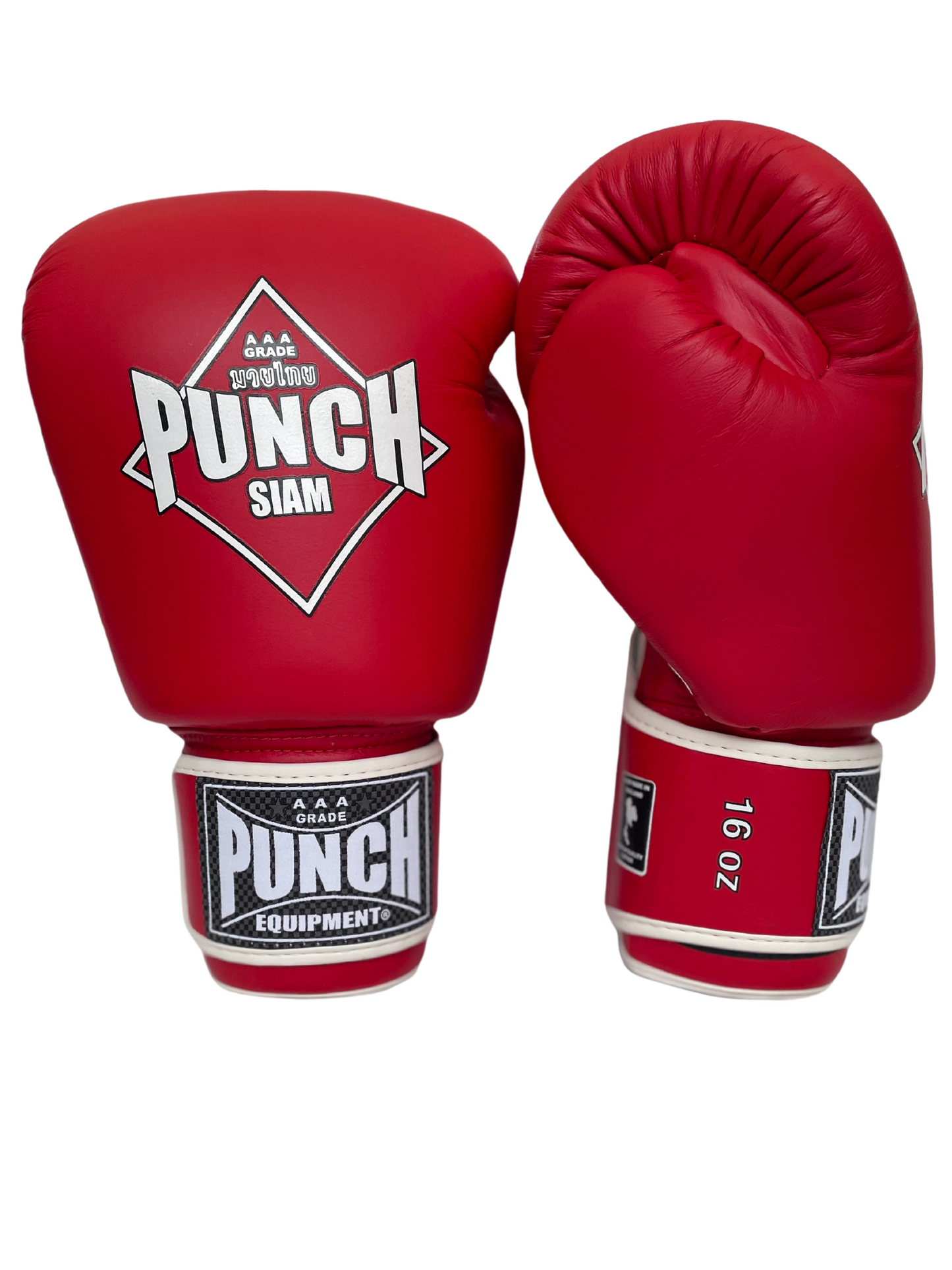 PUNCH EQUIPMENT BOXING GLOVES - Siam™ - LEATHER - RED - 16OZ